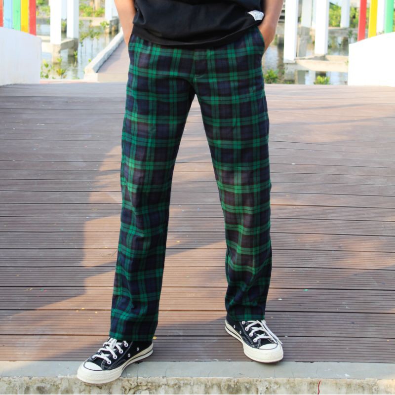 美品 HIIT HEAD TO TOE CHECK BEACH PANTS / TARTAN GREEN L