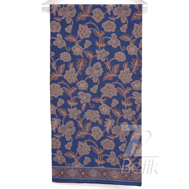 Jual Kain Batik Premium Bahan Katun Motif Kembang Setaman Warna Biru