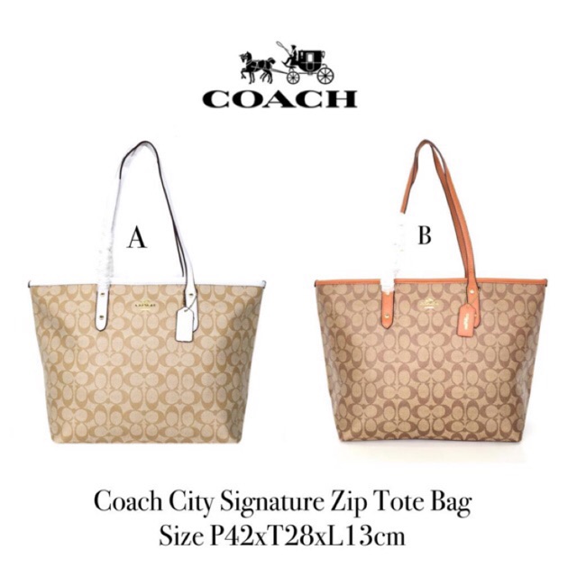 Coach zip 2025 tote size