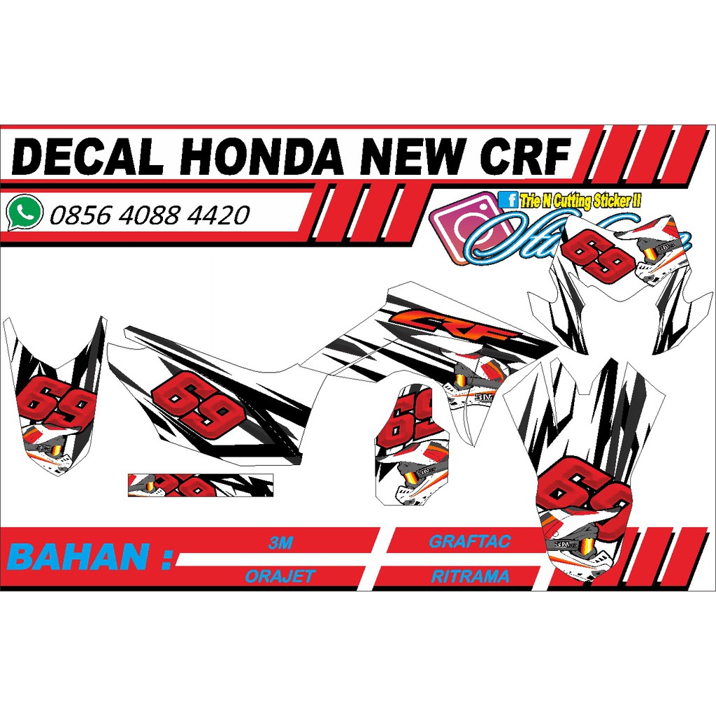 Jual Decal Full Bodi Honda Crf 150 L Fullbodi Putih Strip Hitam Bisa