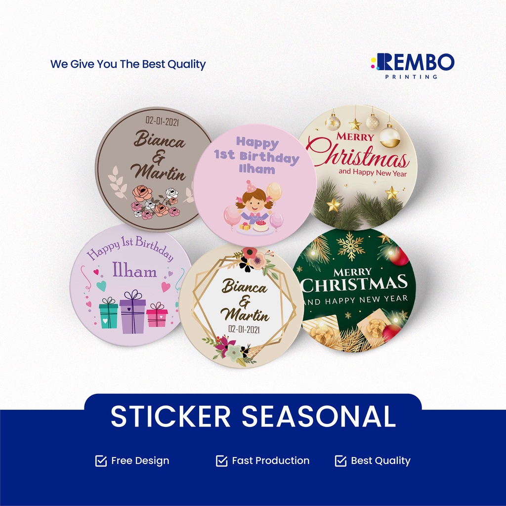 Jual Cetak Stiker Vinyl Label Bulat Label Stiker Seasonal Custom Rembo Printing Shopee Indonesia