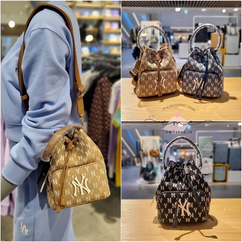 (ready)MLB MONOGRAM JACQUARD BUCKET BAG 100% ORI with authentic +price tag/  32BG34111 /tas MLB