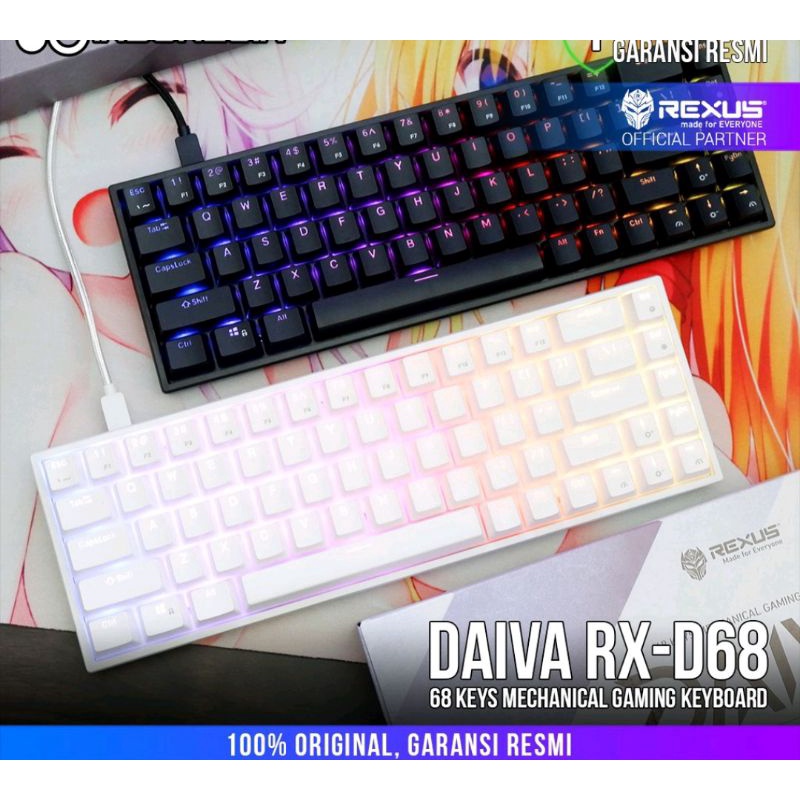 Jual Rexus DAIVA RX-D68 RGB - Mechanical Gaming Keyboard | Shopee Indonesia