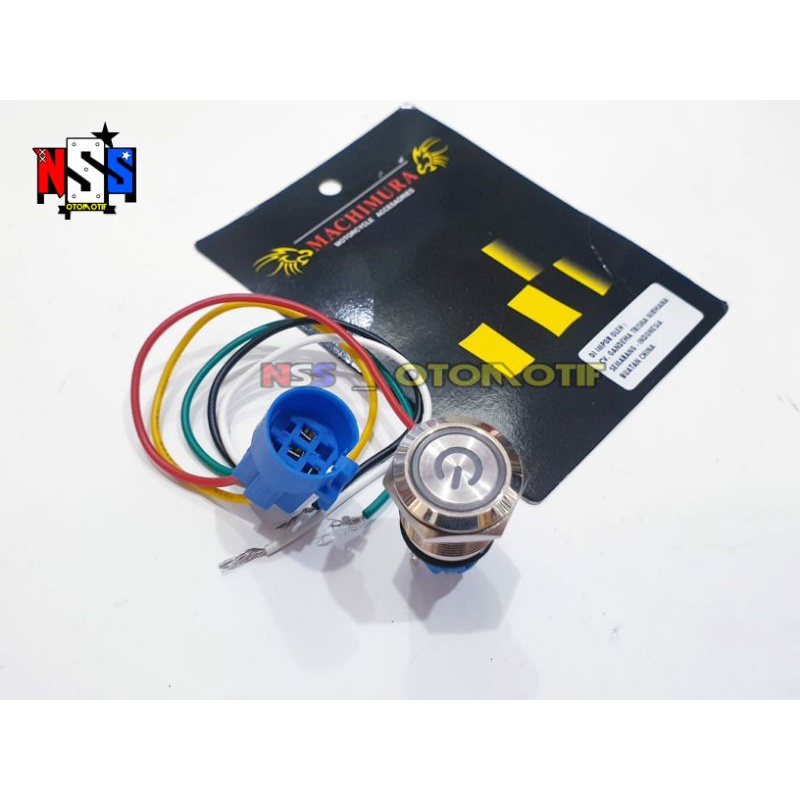 Jual Saklar Logo LED Tombol On Off Push Button Metal Plus Soket Dan ...
