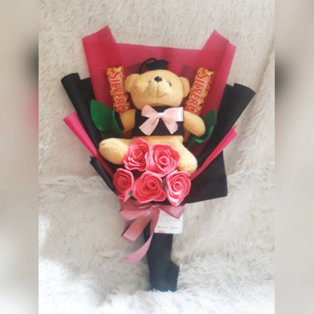 Buket Boneka Bunga coklat kecil