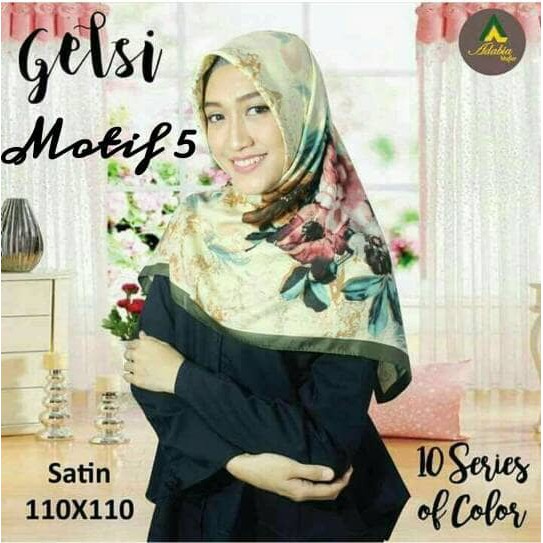 Jual Jilbab Segiempat Twill Satin Gelsi By Adabia Motif 5 - Jilbab