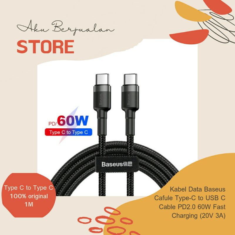 Jual Kabel Data Baseus Cafule Type-C to Type C Cable PD2.0 60W Fast ...