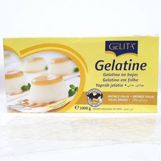 Jual Gelatine sheet Lembaran Asli 1000gr 1kg gelatine halal gelita