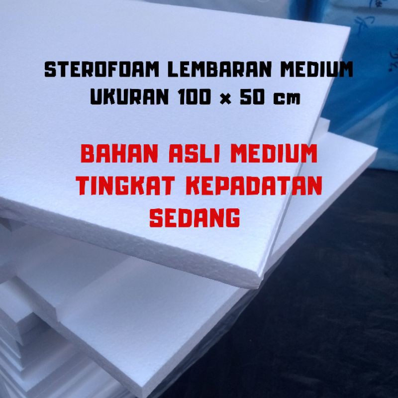 Jual styrofoam lembaran / papan sterofoam medium ukuran 100 x 50 cm Shopee Indonesia