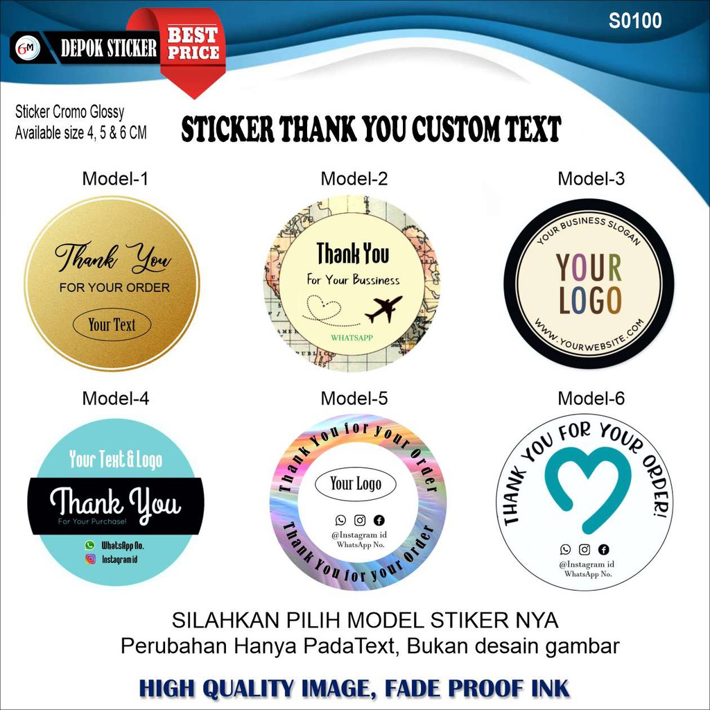 Jual Stiker Label Thank You Custom Pack Isi Pcs Shopee Indonesia