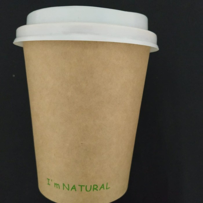 Jual gelas kopi + Tutup / Cup Brown Kraft Coffee 8 Oz- Hot | Shopee