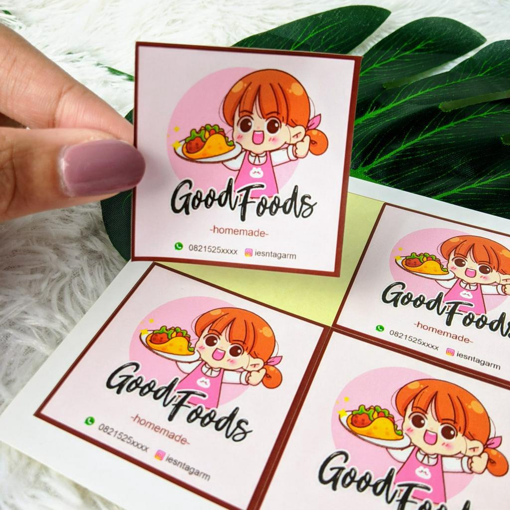 Jual Stiker Label Makanan Bentuk Kotak Sticker Custom Kemasan Toples ...