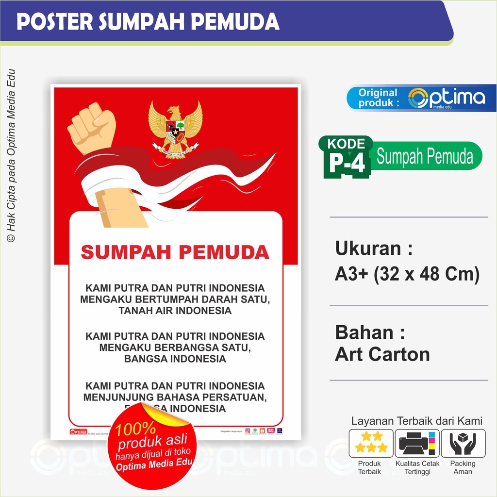 Jual Poster Butir P4 Pancasila Teks Proklamasi Sumpah Pemuda Pembukaan Uud 45 Kartu 0235