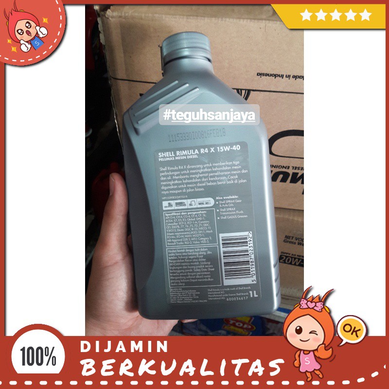 Jual Oli Shell Rimula R4X Diesel 15W-40 1 Liter Sparepart Motor Murah ...