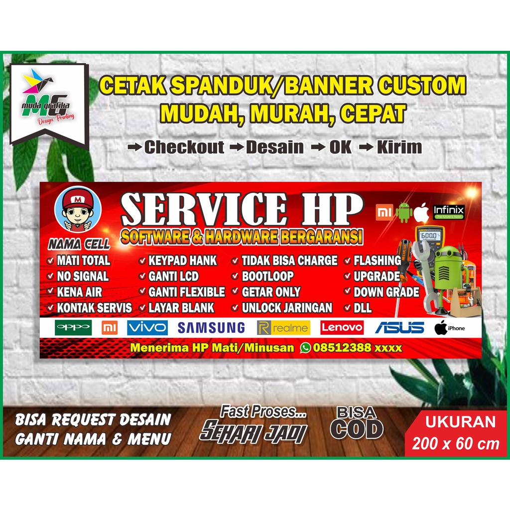 Jual Spanduk Servis HP_200x60 | Shopee Indonesia