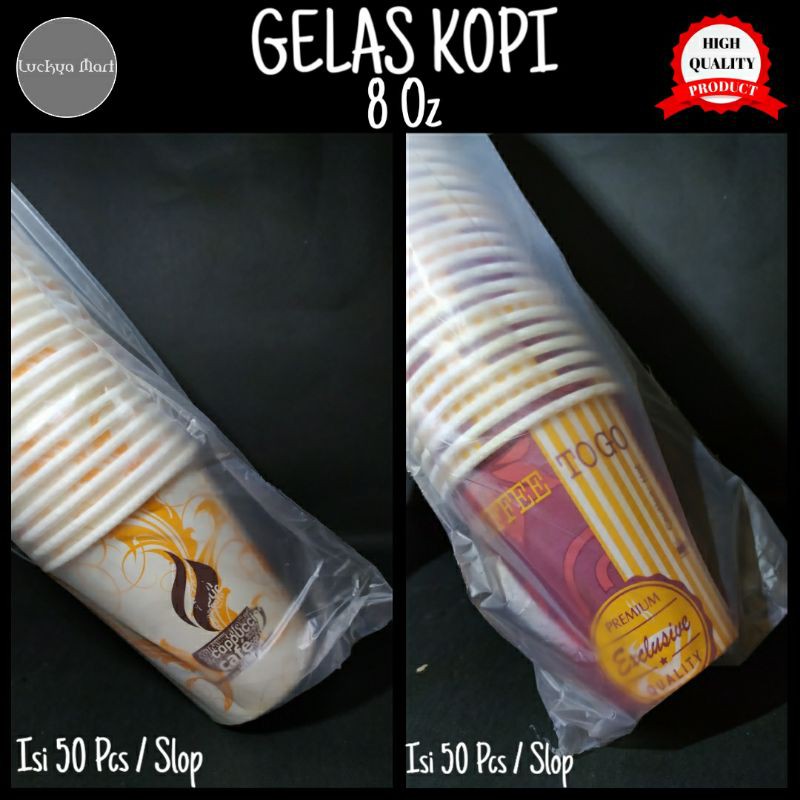 Jual GELAS KERTAS KOPI/ PAPER CUP KOPI/GELAS KOPI 8 OZ ISI 50 PCS ...