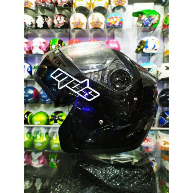 Jual HELM MDS PRO RIDER SOLID BLACK HITAM GLOSSY MODULAR DOUBLE VISOR ...