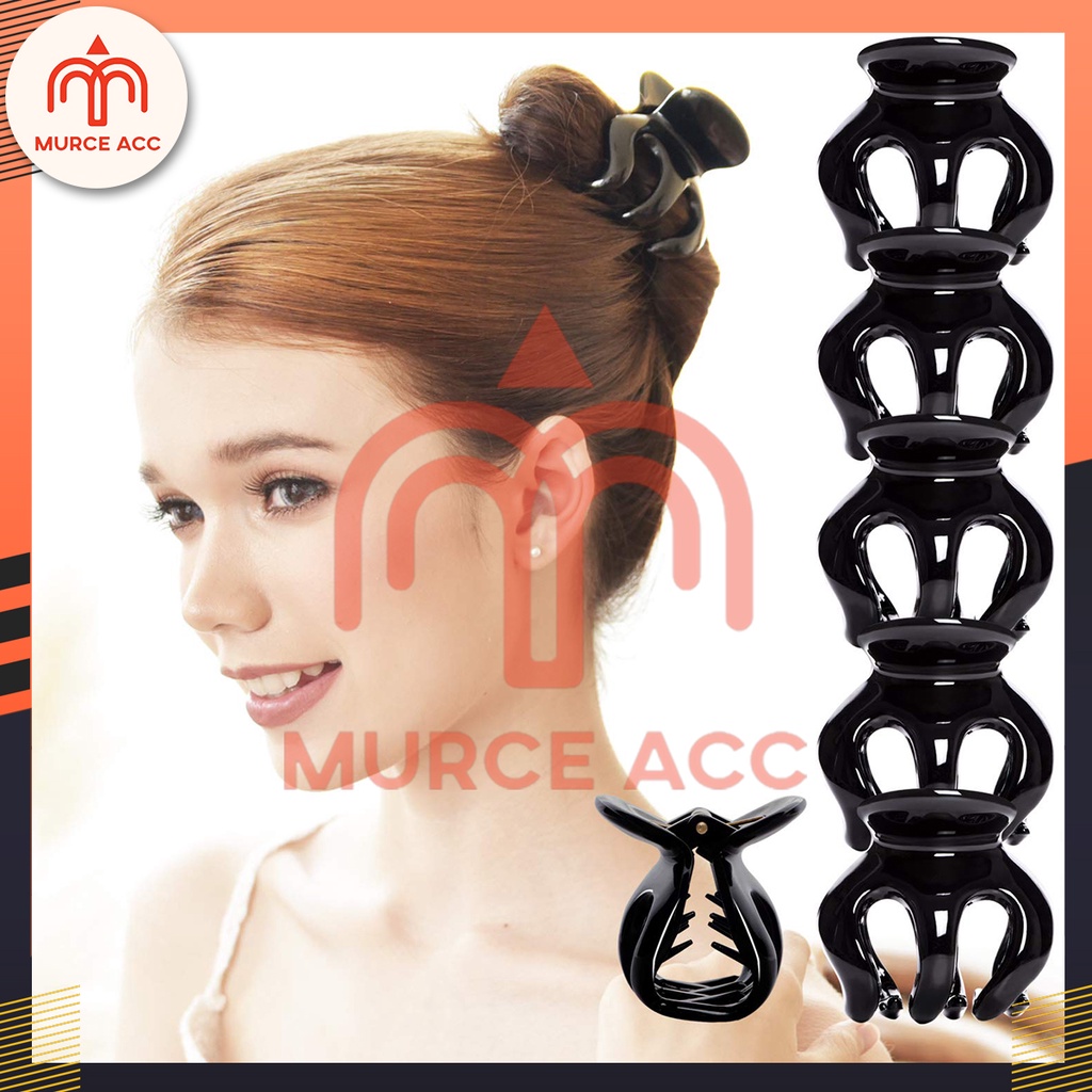 Jual Jepit Rambut Hitam Cakar 3 Polos Tebal Jedai Hitam 5cm Shopee Indonesia 