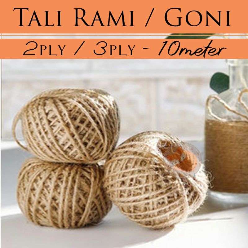 Jual Tali Rami Tali Goni 3ply 2ply ukuran per 10 meter | Shopee Indonesia