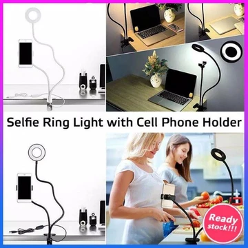 Ring Light Lazypod 3 Mode With Phone Holder 2in1 Ringlight Selfie Tiktok Live Stream Jepit