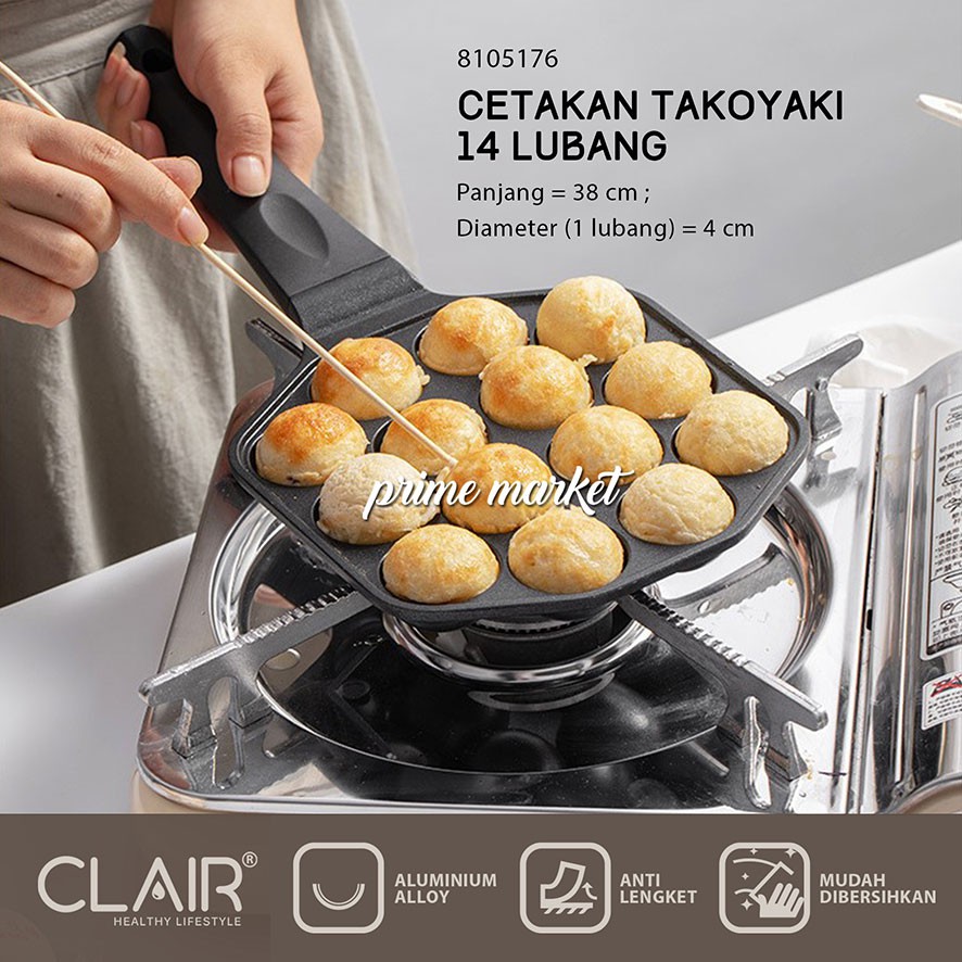 Jual CLAIR Cetakan Takoyaki Anti Lengket / Cetakan Kue Cubit 14 Lubang