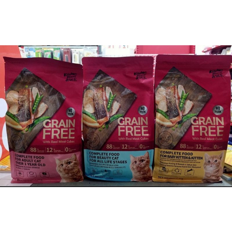 Jual kitchen flavour grain free cat 1.5kg beauty freshpack | Shopee ...