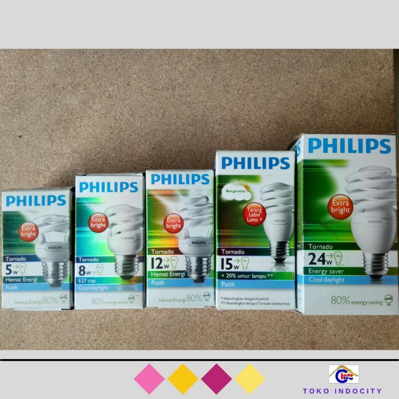 Jual Philips Lampu Tornado 5W 8W 12W 15W 24W E27 Putih Cool Daylight ...