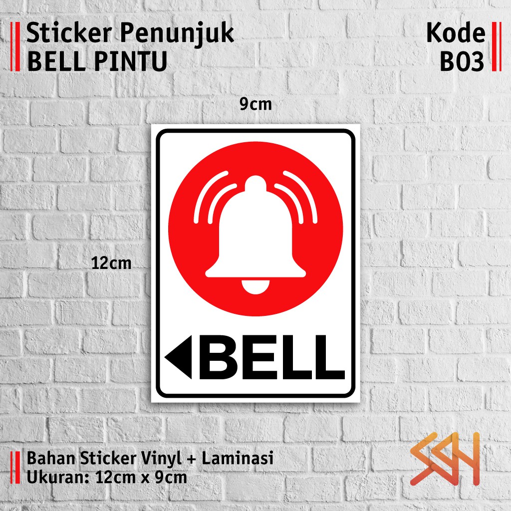 Jual Sticker Stiker Vinyl Penunjuk Bell Pintu 12x9 cm | Waterproof ...