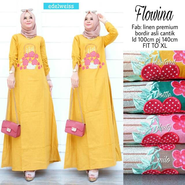 Jual Flowina Dress By Edelweis | Suplier Hijab Solo| Grosir | Shopee ...