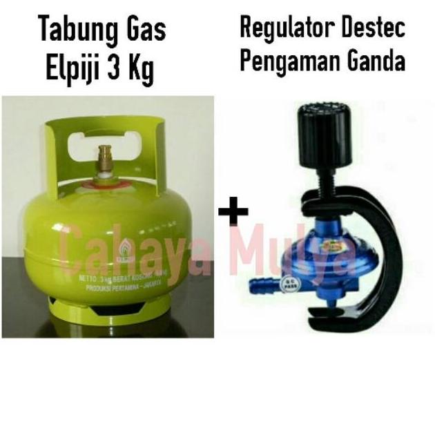 Jual BARU TABUNG GAS ELPIJI 3 KG ISI PENUH REGULATOR DESTEC PENGAMAN
