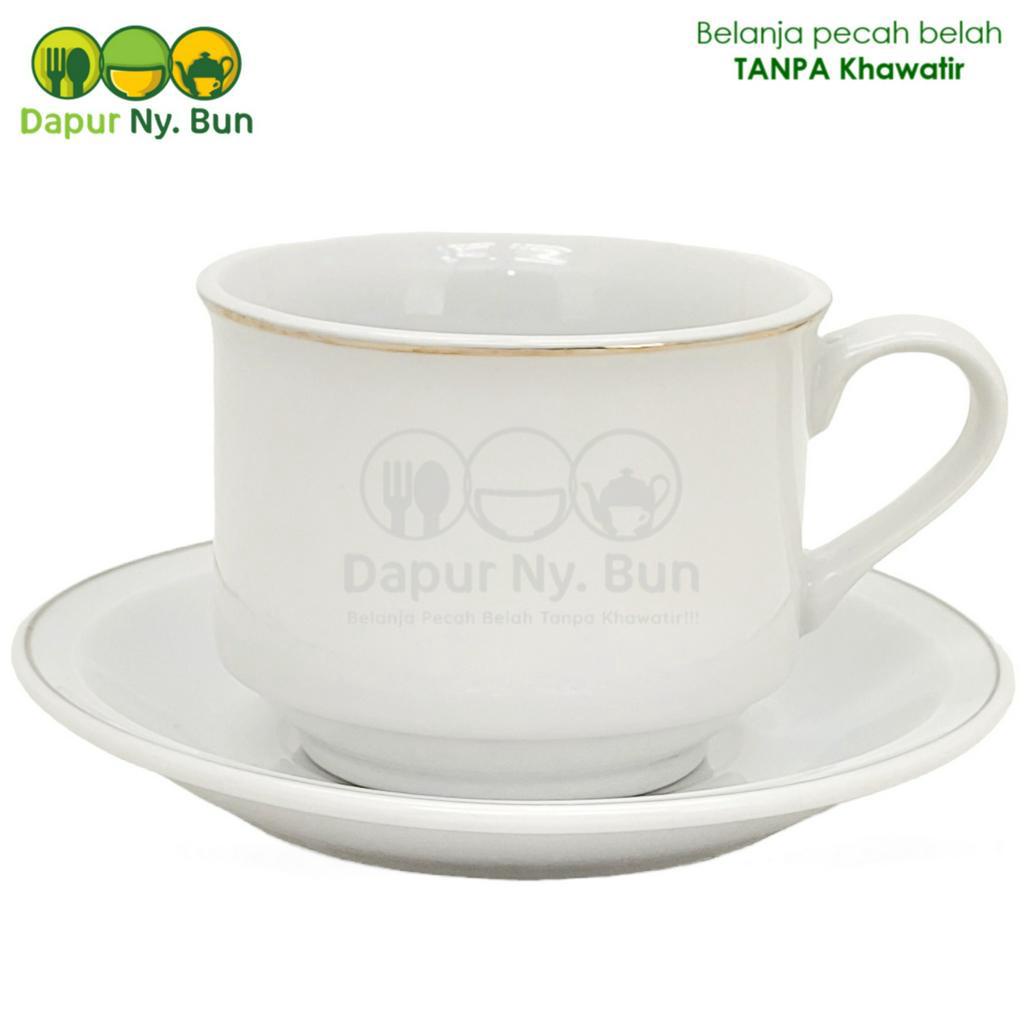 Jual Pasang Cangkir Set Teh Kopi Keramik List Emas Coffee Cup