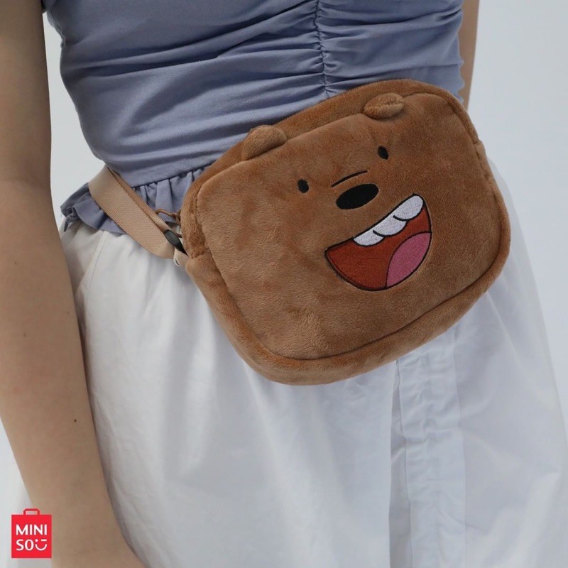Jual MINISO X WE BARE BEARS! WBB PLUSH CROSSBODY BAG Tas