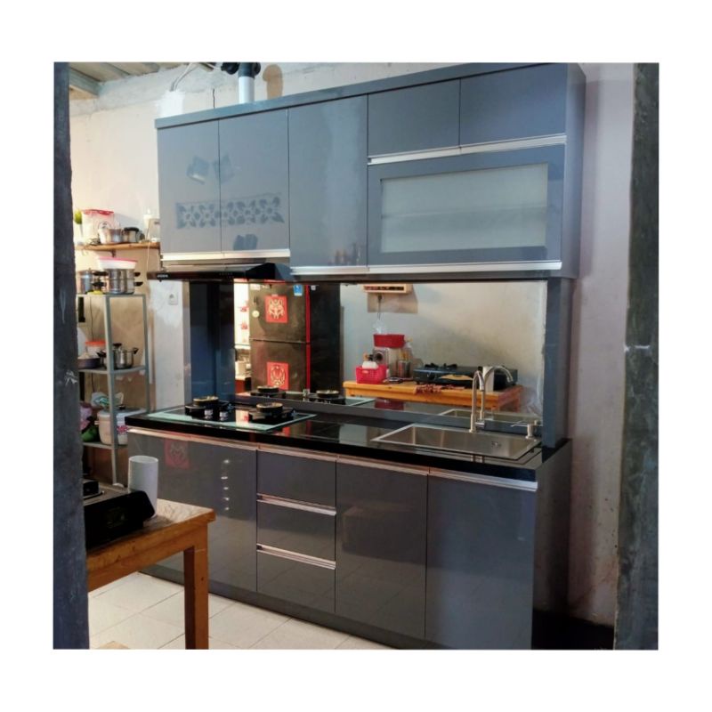 Jual kitchen set wastafel kompor cooker hood / Rak piring HPL | Shopee ...