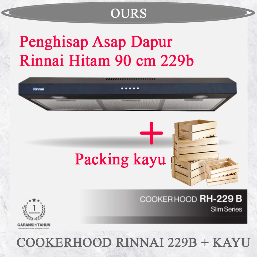 Jual COOKER HOOD RINNAI RH-229B PENGHISAP ASAP DAPUR 90CM HITAM RINNAI ...