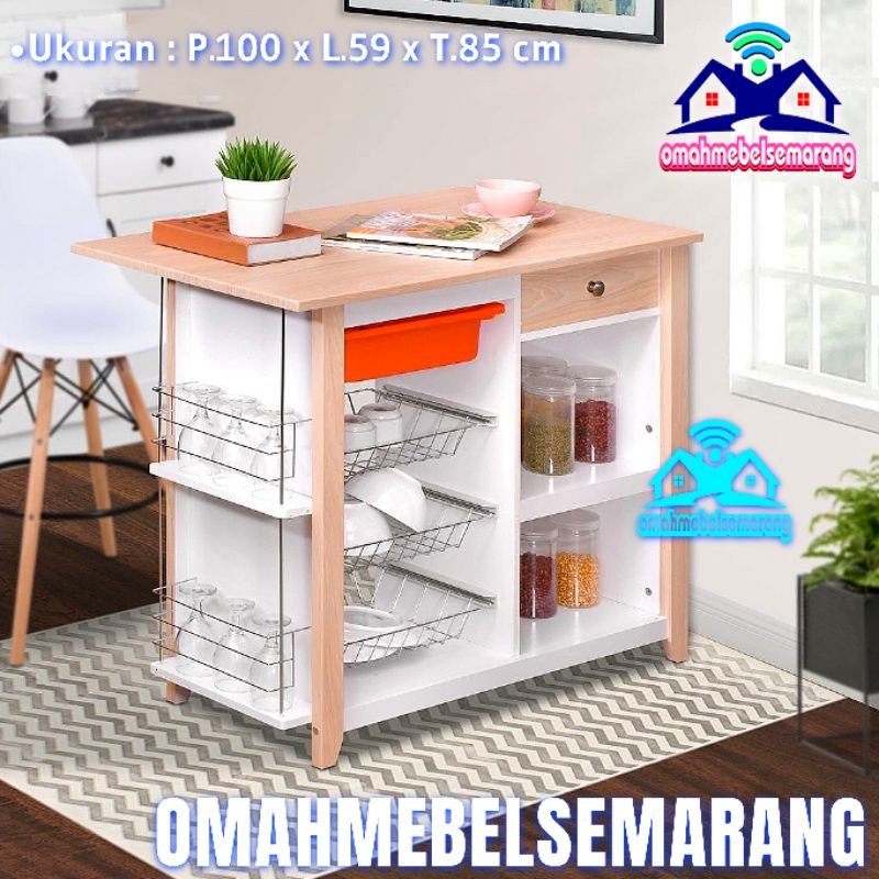 Jual Meja Dapur Rak Serba Guna MT KARIBIA Island table Kitchen Set Rack ...