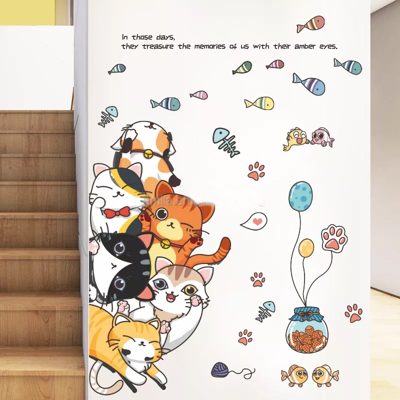 Jual METH SK9390 60X90 CUTE CAT DOOR STIKER PINTU WALLSTICKER STICKER ...