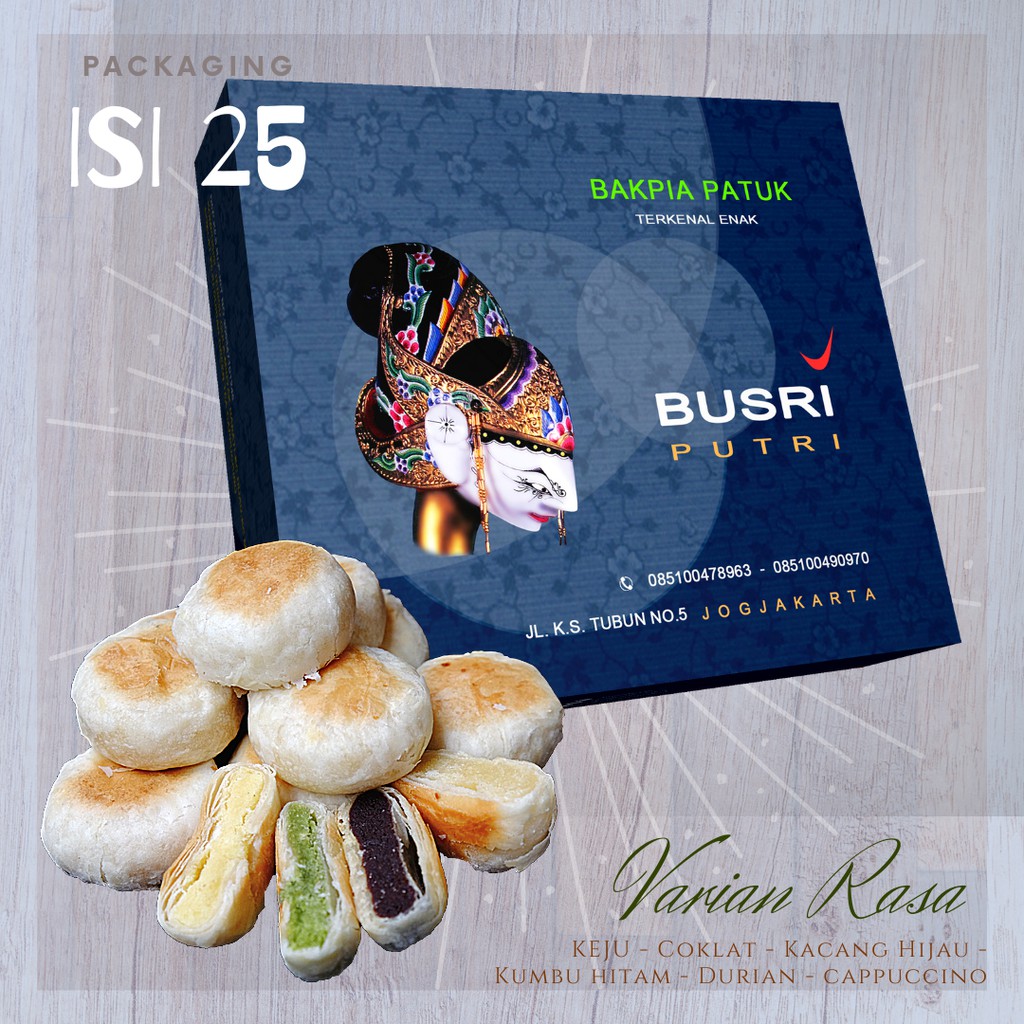 Jual Bakpia Busri Putri Isi 25 (Rasa: Keju - Coklat - Kacang Hijau ...