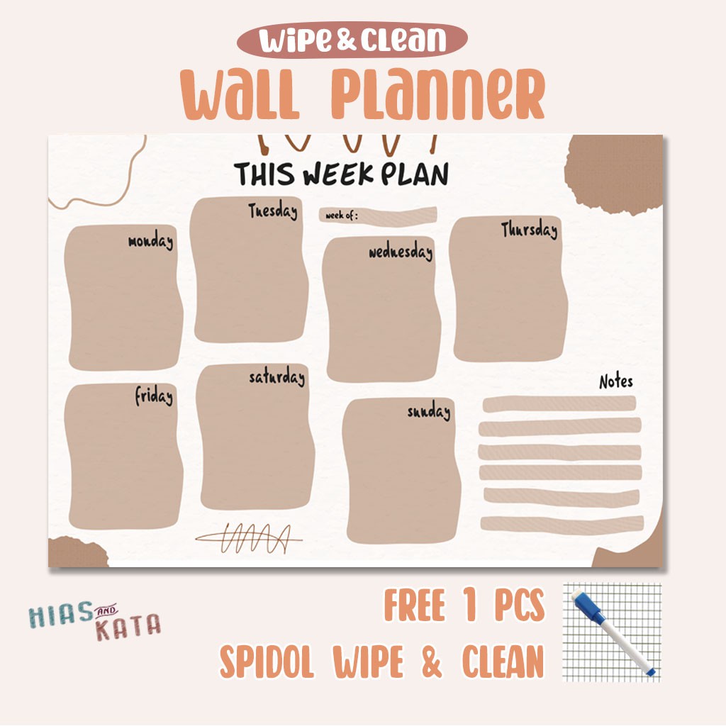Jual Aesthetic weekly planner notes wall planner board planner dinding ...