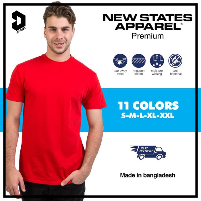 Jual KAOS POLOS NEW STATES APPAREL PREMIUM COTTON T-SHIRT 7200 | Shopee ...