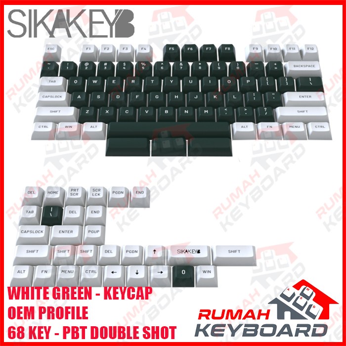 Jual SIKAKEYB - White Green - Pbt - Oem Height - Spherical - Keycaps ...