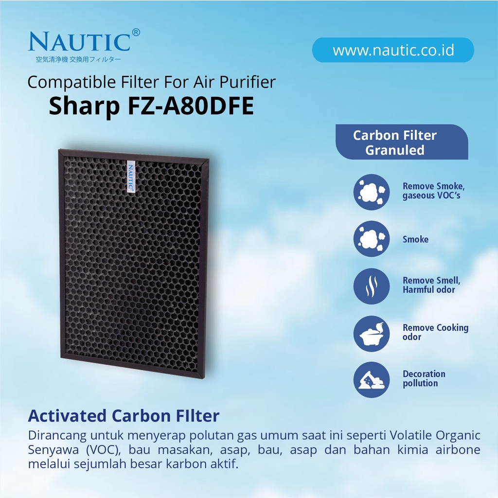 Jual NAUTIC - SHARP REPLACEMENT FILTER UNTUK HEPA & DEO FZ-A80SFE / FU ...