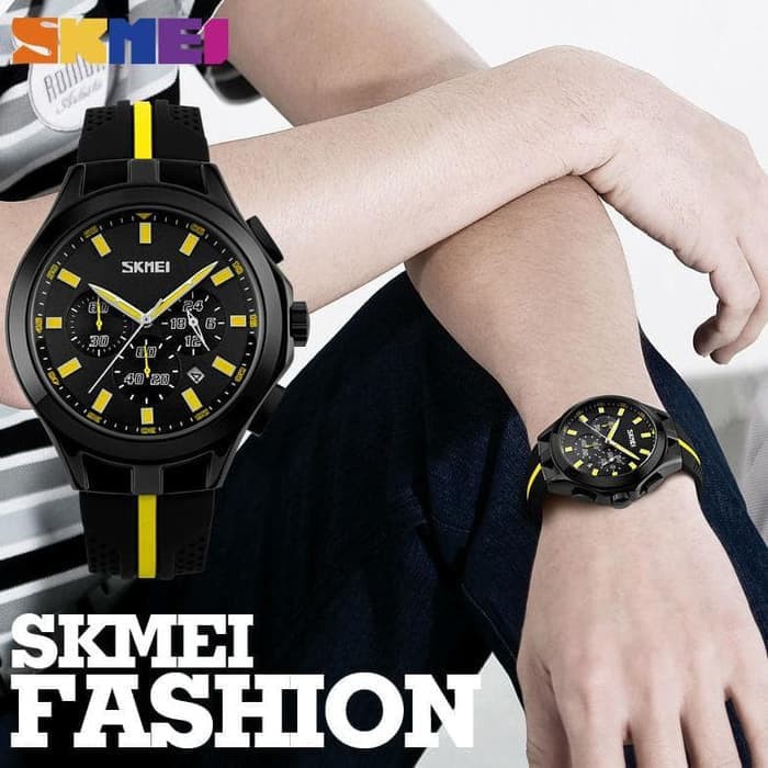 Jual Jam Tangan Pria Analog Skmei 9135 Yellow Water Resistant 30m Shopee Indonesia
