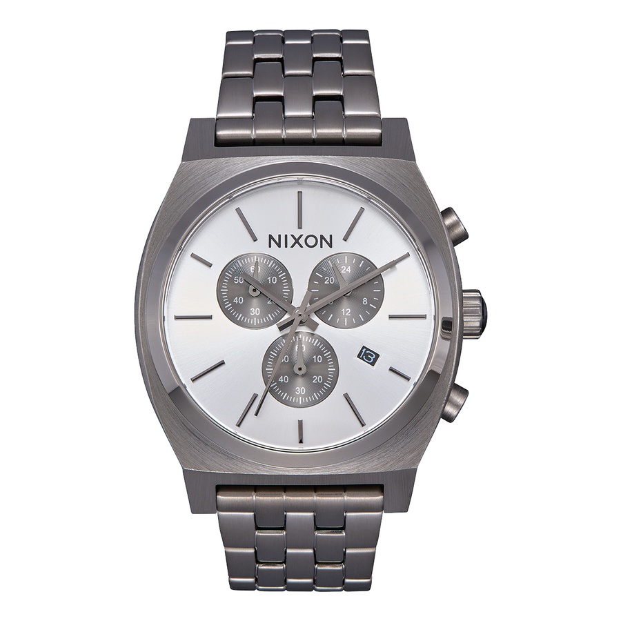 Nixon Time Teller Chrono A972-100M - Orologio Cronografo Uomo In Acciaio, 40mm, Bracciale A 5 Maglie, Impermeabile