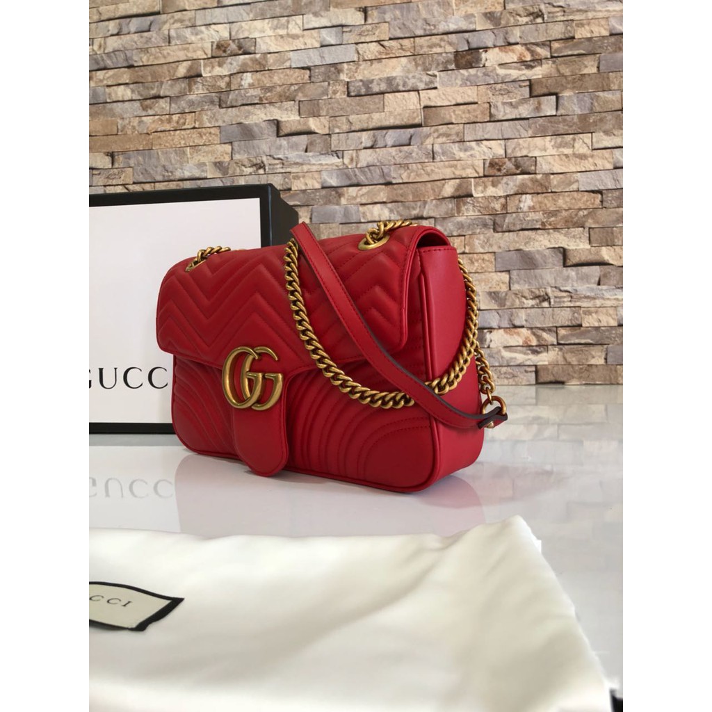 Tas gucci marmont warna merah