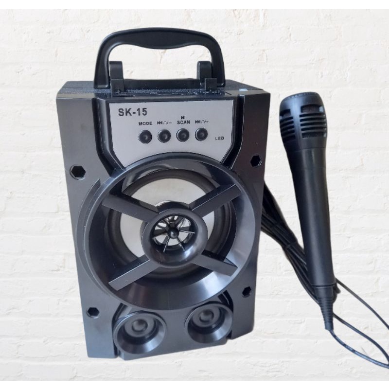 Jual Bisa COD Speaker Mini Ngebass Radio Bluetooth Plus Mik Karaoke