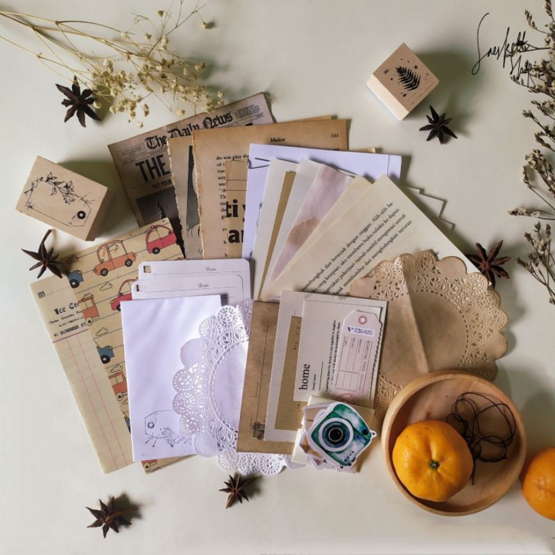 Jual Journal Kit Vintage Journaling Aesthetic Scrapbook Small Jurnal ...
