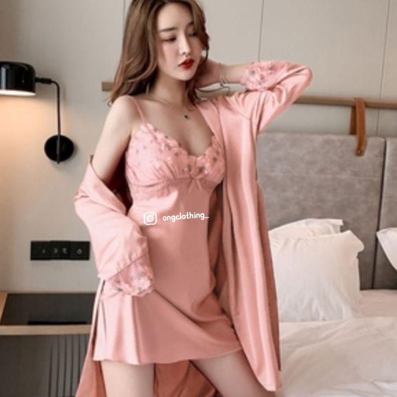 Jual Flora Sexy Kimono Lingerie 2in1 Shopee Indonesia 6605