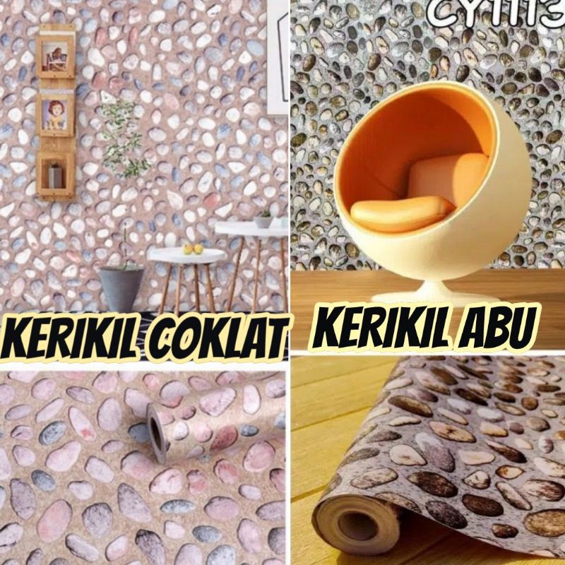 Jual Wallpaper Sticker Dinding Abu-abu Batu kerikil Coklat | Shopee ...