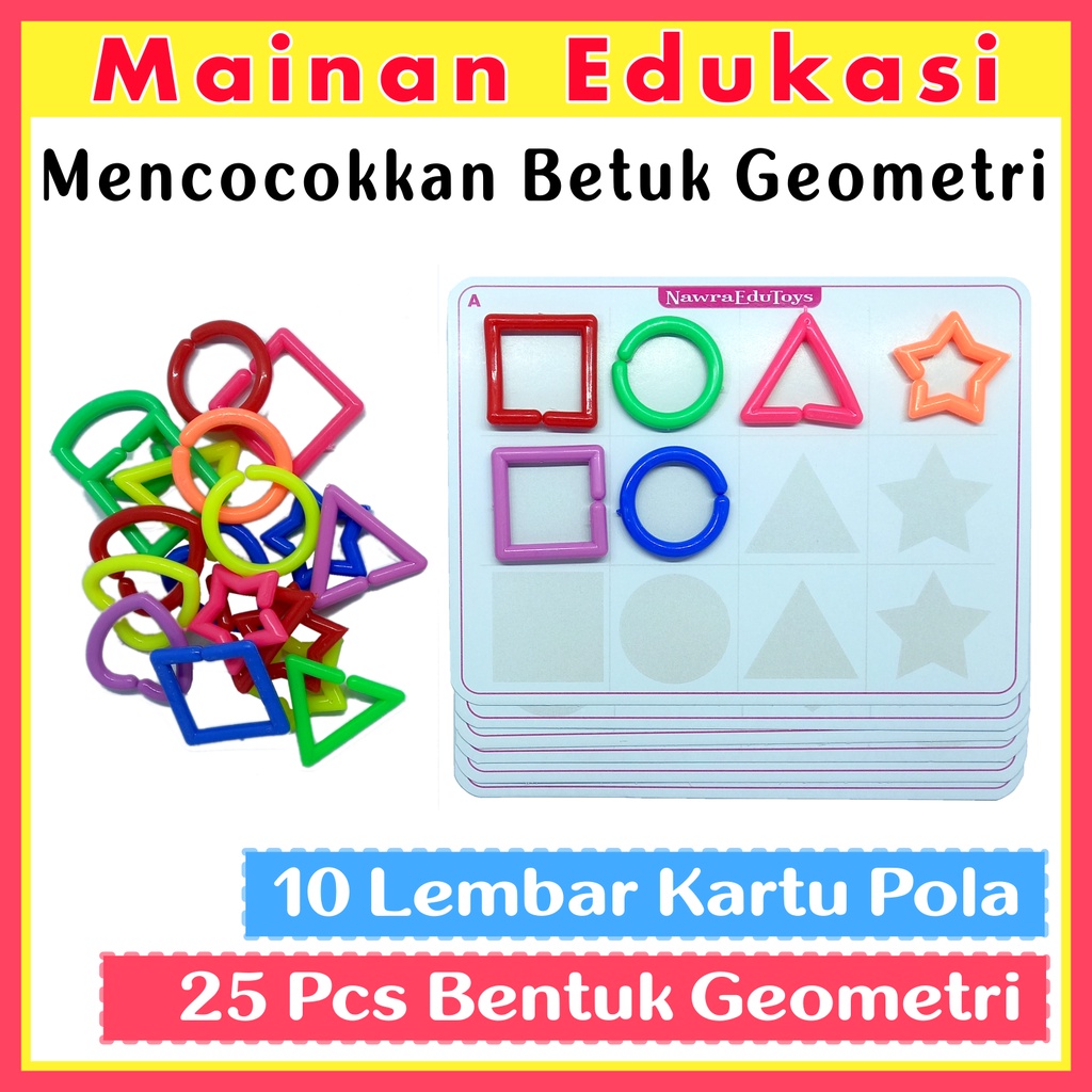 Jual Mainan Edukasi MENCOCOKKAN BENTUK WARNA RANTAI GEOMETRI ...