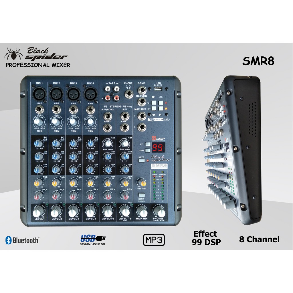 Jual Audio Mixer Black Spider SMR8 (8 Channel) Shopee Indonesia